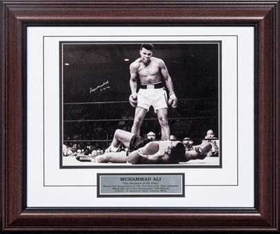 Muhammad Ali Signed 24 x 20 Framed Photograph of Ali Knocking Out Sonny Liston (Beckett)
